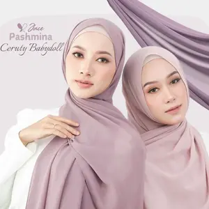PART 1 - JACE Pashmina Ceruty Babydoll Premium Pashmina Lozy 175 x 75 Jahit Tepi