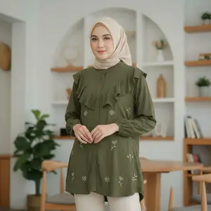 BUNGA Semi Tunik Rayon Twill Bordir | Tunik Wanita Kekinian Viral 2026 Adem Nyaman
