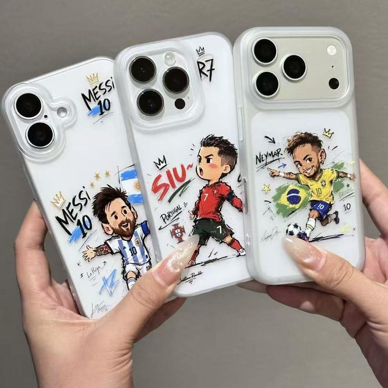 Ốp lưng iPhone nền trắng mờ CR7 Ronaldo Q version áo tuyển Bồ Đào Nha chữ SIU…