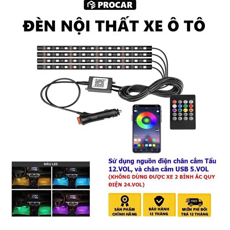 Đèn Led chiếu sàn gầm ghế trang trí nội thất xe ô tô, Dùng [điện áp 5v-12v] có 8 màu điều khiển bằng Remote +App điện thoại mỗi Led dài 22cm. Bảo Hành 12 tháng