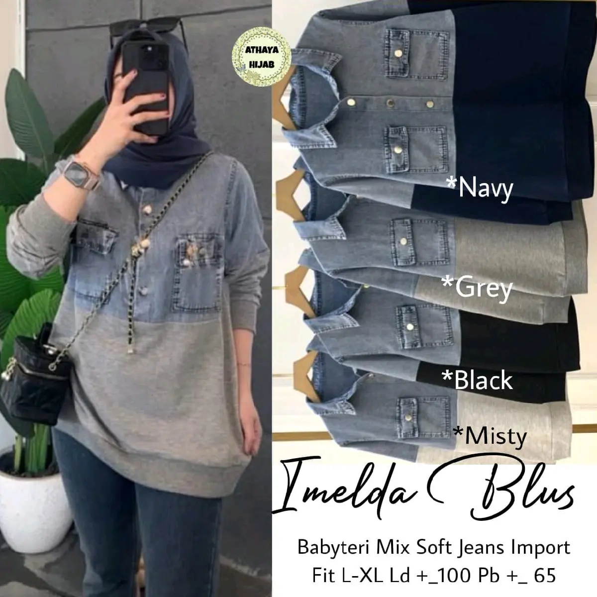 Baju Blouse Wanita Kekinian Imelda Blouse By Athaya Hijab