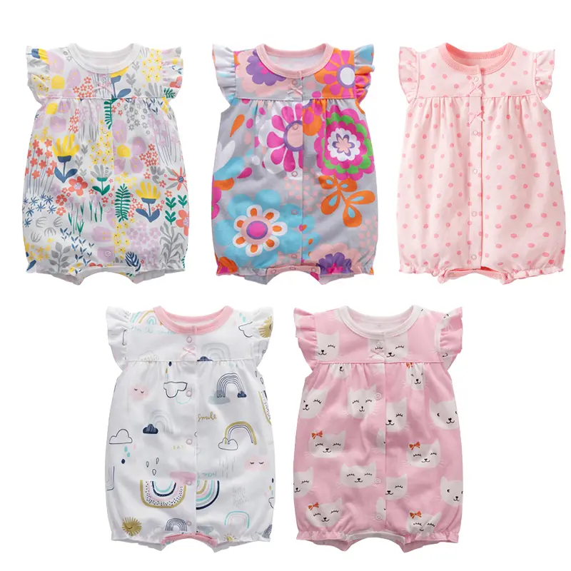 Bodysuit Bayi Perempuan Baru Lahir Bodysuit Katun Murni Putri Kecil Bodysuit Lengan Pendek Kasual