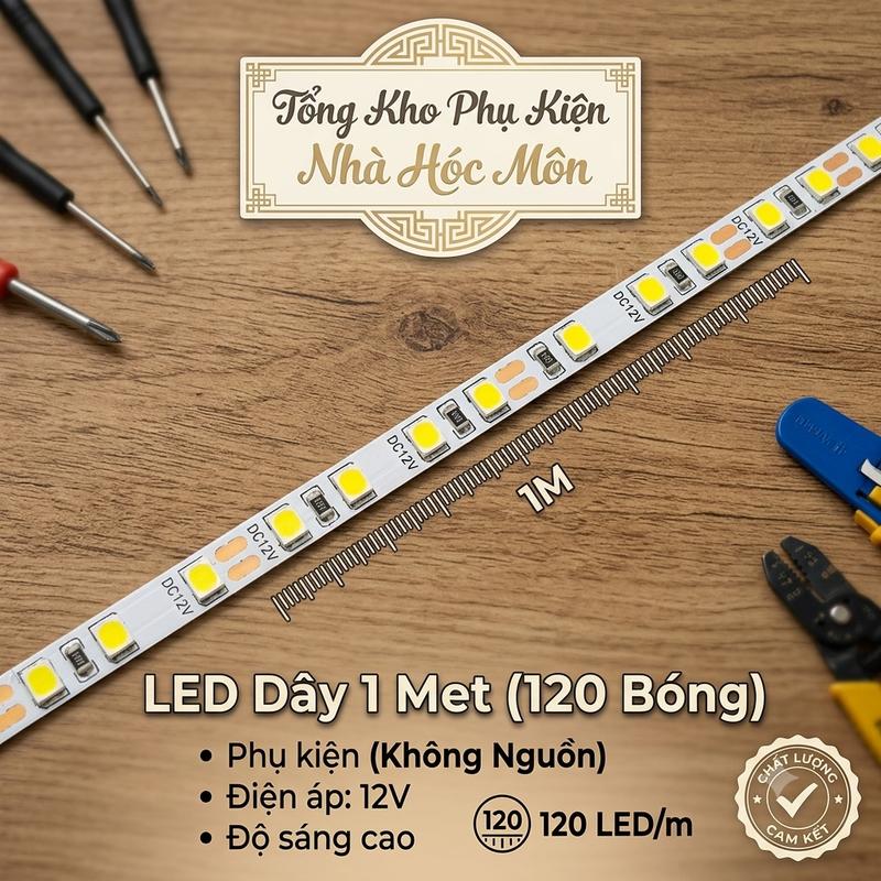 LED 2835 120 Bóng/Mét Bản 8mm 12V – Màu Trắng / Vàng Nắng / Trung Tính, Dùng Trang Trí & Chiếu Sáng
