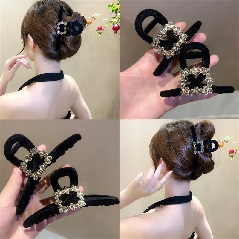 Kẹp Đàn Vuông cua càng cua, Kẹp Cá Mập Nhung Đen, Kẹp Tóc Phong Cách
