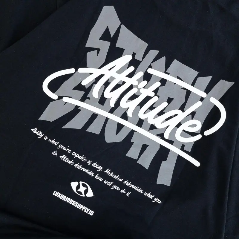 TSHIRT OVERSIZE GRAPHIC LUXURIOUS HITAM  & PUTIH ' ATTITUDE ' [TSO_4679] 4