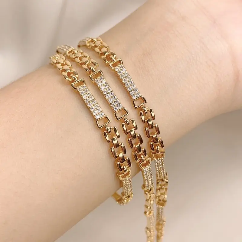 SWAN PERHIASAN GELANG Rantai 5 Plat Kecil Anti Luntur 061