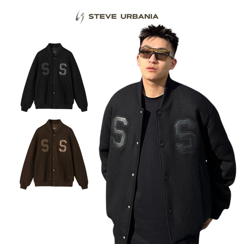 Áo khoác dạ nam nữ Bomber SS  áo khoác unisex dạ phối da cao cấp Màu Đen Nam Menswear - MÃ AK06 Jacket 