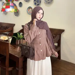 NENA Luniva Shirt - Blouse Kemeja Wanita Mewah Elegant Kekinian - Baby Corduroy