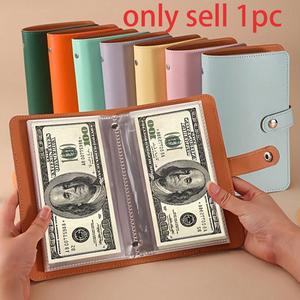 Libro de Ahorro de Cuero PU, Libro de Almacenamiento de Efectivo de Gran Capacidad con Fundas, Organizador de Ahorro de Dinero para el Hogar y la Oficina