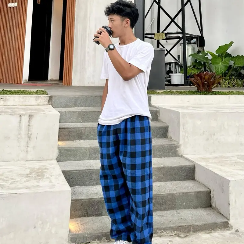 Celana Kotak Kotak Tartan Flanel Kekinian - Longpants Tartan Pria Wanita Dewasa Santai Tebal Nyaman