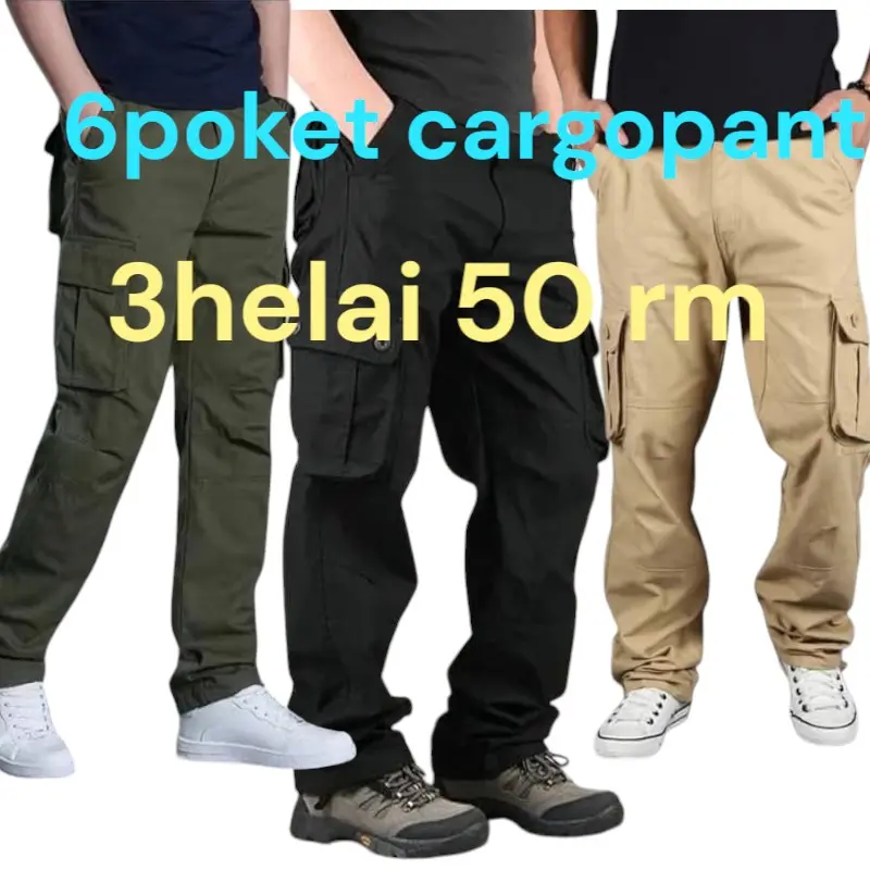 3 helai cargo pant 50 rm kain cotton good New stock in Malaysia