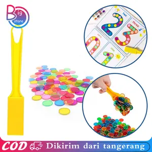 Magnetic Bingo Wand With 100pcs 7colors Chips Counting And Sorting Mainan Edukasi Magnet