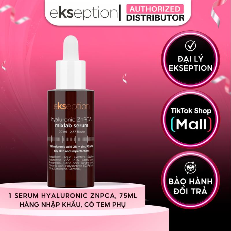 Serum Kẽm Hỗ Trợ Kiềm Dầu Và Giảm Mụn Ekseption Hyaluronic ZnPCA Mixlab 75ml Hàng Công Ty