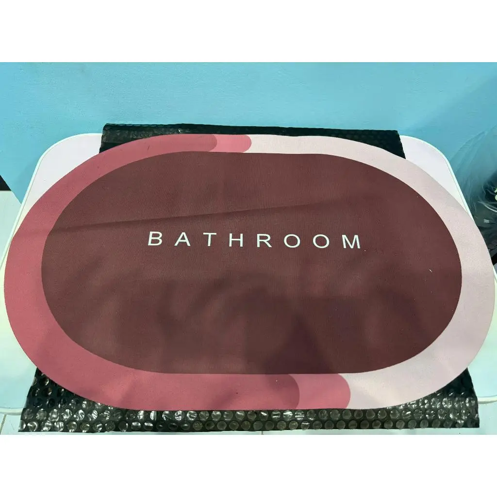 Keset Kamar Mandi Anti Slip Keset Lantai Serap Air Bentuk Oval