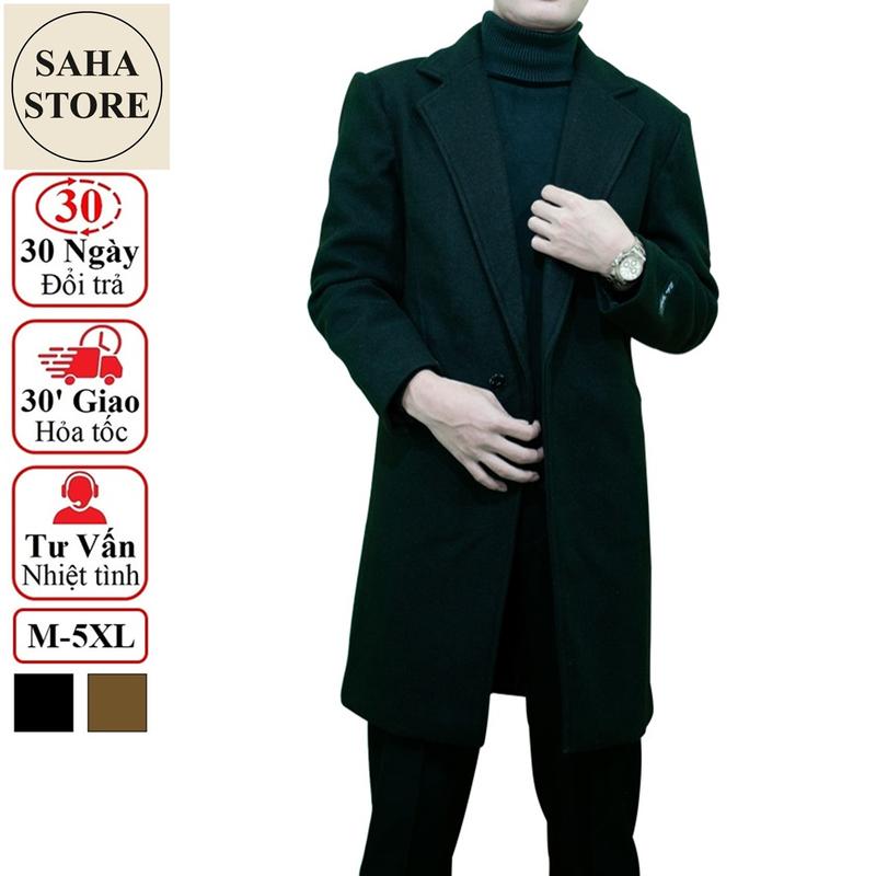Áo khoác dạ nam hàn quốc dáng dài SAHA16 mangto choàng ngoài dày mịn blazer măng tô size M L XL bigsize 2XL 3XL 4XL 5XL