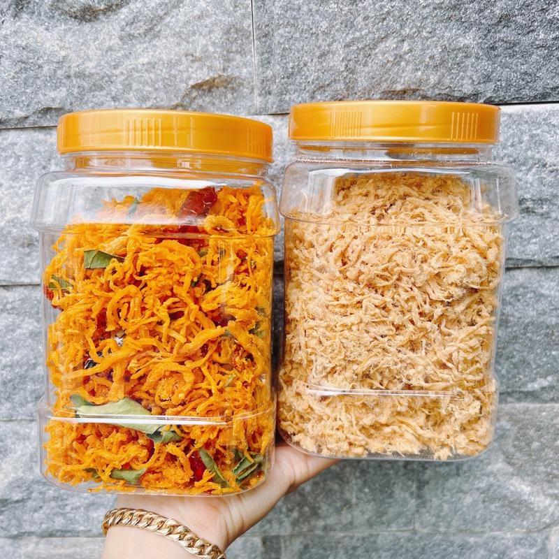 Thời trang Combo 1KG Khô gà lá chanh, chà bông gà xù hủ 500gr đồ ăn vặt…