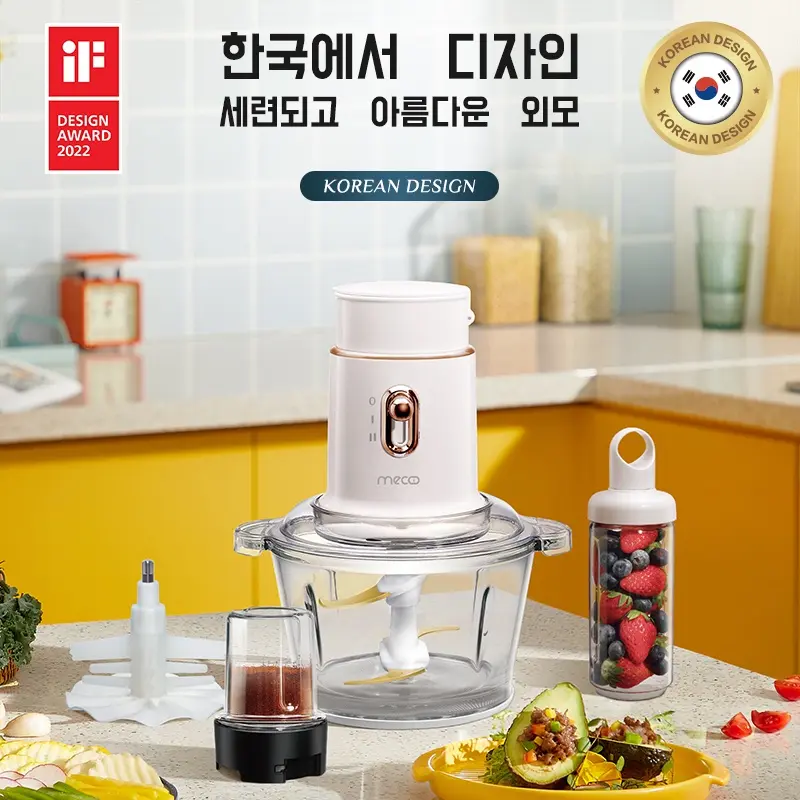 Mecoo Most Aesthetic 5 in 1 Antibacterial Odorless Chopper 250 Low Watt BPA Free / Blender Daging / Baby Food Processor / Penggiling Daging 2