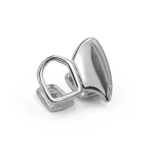 Hollow Teeth Decor 18K Gold Plated Cross Bar Dental Grillz For Women Men Hip Hop Style Masquerade Cosplay Jewely