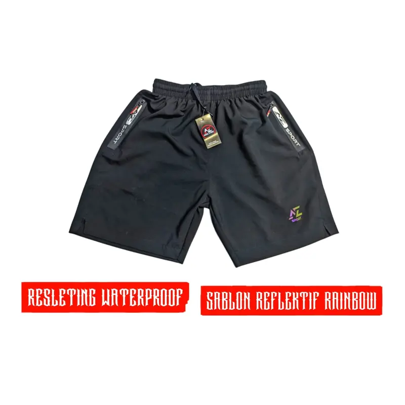 Celana Running Sport Badminton Gym Pria Dewasa Micro Sablon Reflektif Olahraga - Ukuran L 3