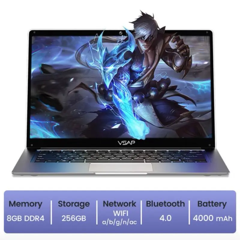 VSAP 8+256GB N4020 LAPTOP RAM 8GB + SSD 256 GB INTEL CELERON N4020 FREQUENCY 1.1 - 2.8 GHz