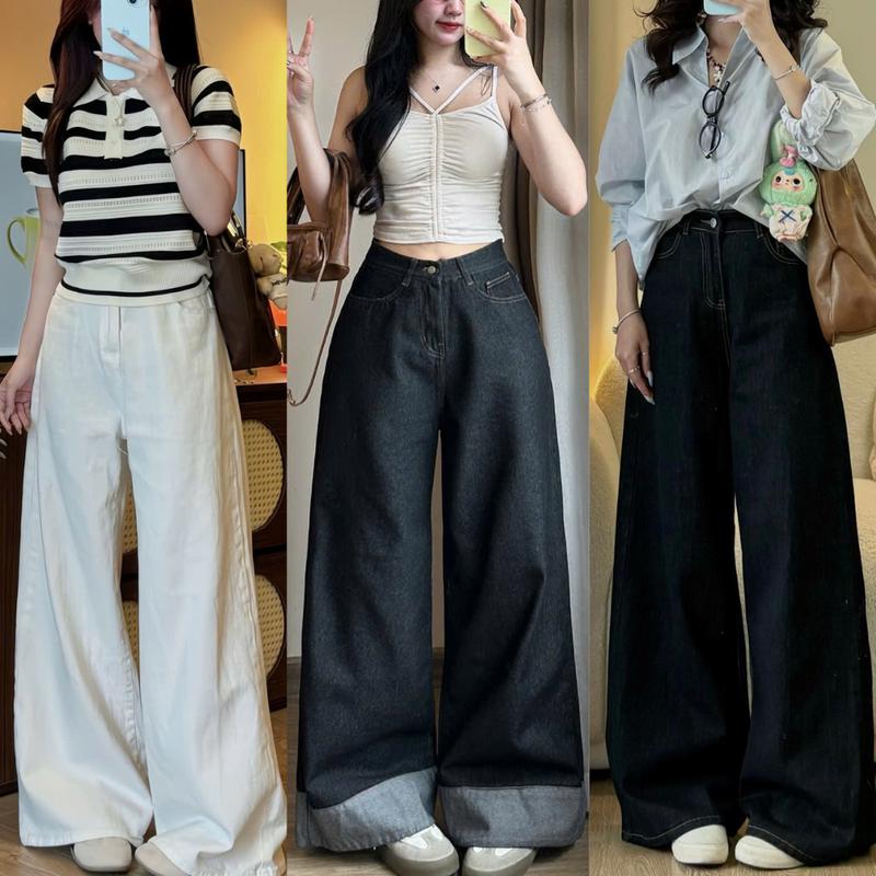  Quần Jean Unisex Fold Series MIAA  Ống Suông Lật Gấu Lưng Cao Chất Liệu Denim Cao Cấp Lên Dáng Đẹp 