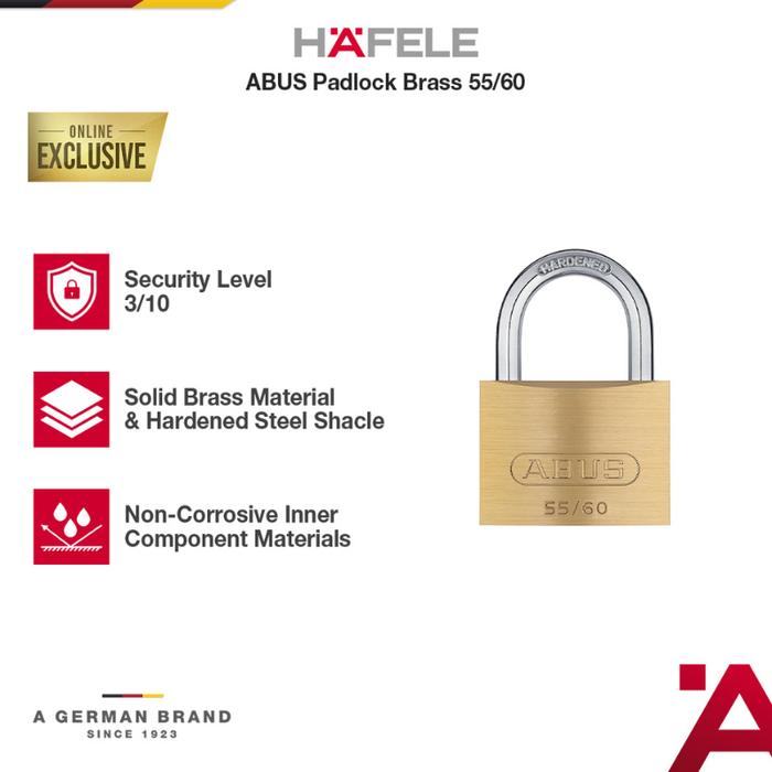 Gambar HAFELE ABUS Gembok Pagar 55/60mm Kuningan Serbaguna Anti Karat   - Padlock Brass ORIGINAL dari HAFELE Kota Bekasi Tokopedia