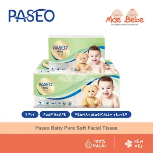 Paseo Baby Pure Soft Facial Tissue 3 Ply Tisu Kering Lembut Hypoallergenic Food Grade