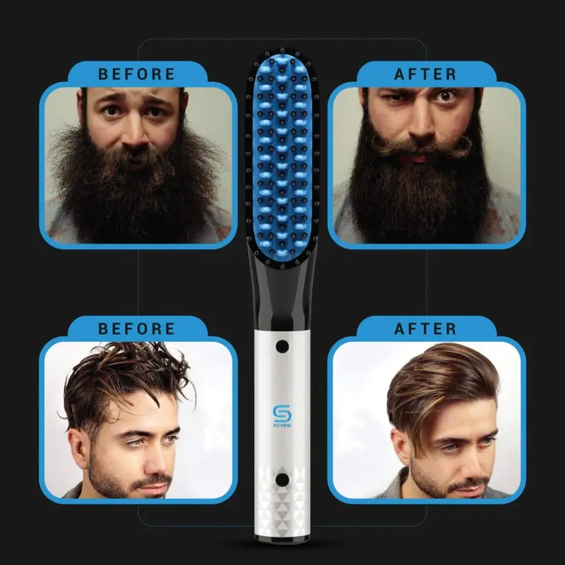 Sisir Pelurus Rambut Pria New Hair Beard Straightener Brush Catok Sisir Pelurus Catokan Rambut 2