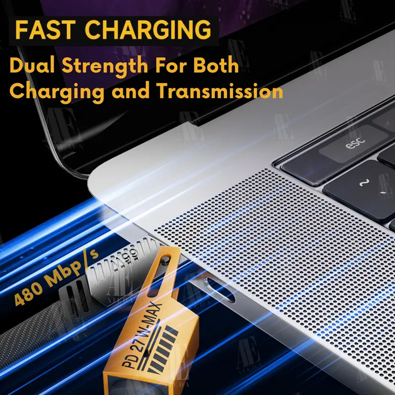 AiEda - Kabel Charger Data 4 in 1 Convertible Metal Fast Charge Cable 65W 3.9 ft Kabel TYPE C & Lightning/Iphone (Tidak Untuk Micro/Usb) Panjang 100Cm 2