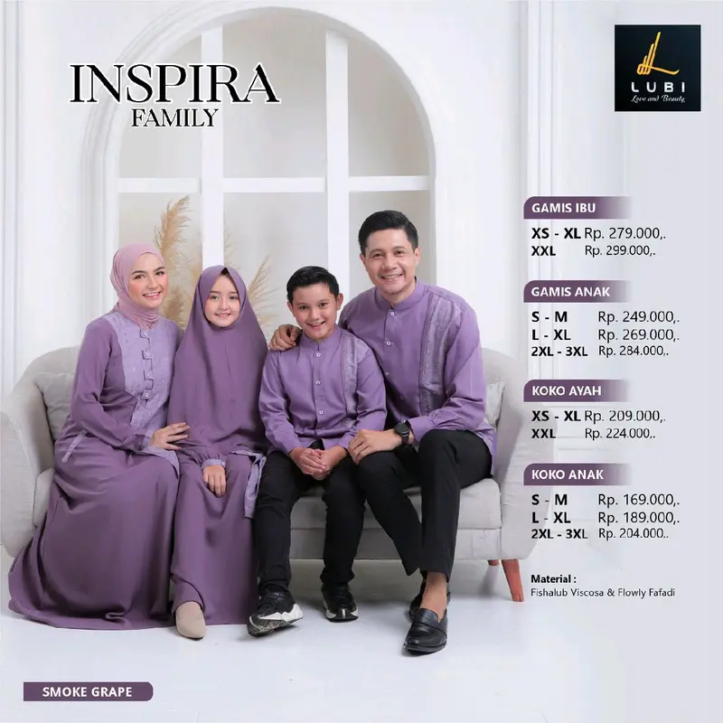 SARIMBIT TERBARU 2024 EKSPRESI INSPIRA LUBI FAMILY BLACK MAUVE BAHAN KATUN BINOVA ORI 0