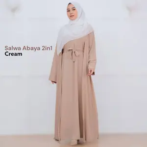 Salwa Abaya Set Gamis Outer Bahan Ceruty Busana Muslim Kekinian