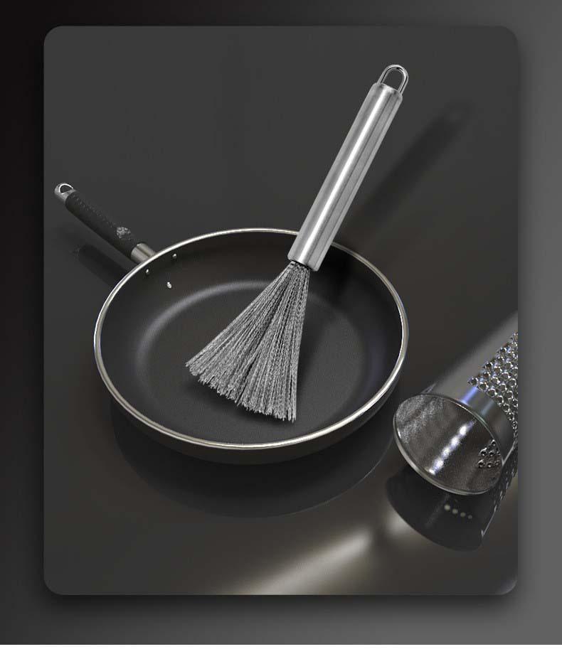Product Introduction of Stainless steel pot brush kitchen special long-handle brush pot artifact pot washing brush brush pot brush steel wire cleaning brush pot brush 1