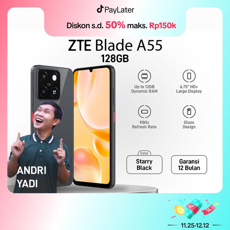 [ANDRIYADI SHOW] ZTE Blade A55 RAM 4 + 8GB ROM 128GB 5.000 mAh Garansi Resmi 0