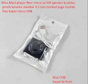 Mini Mp3 player fitur micro sd hifi speaker kualitas jernih koneksi standar 3.5 mm tombol juga mudah free kabel micro USB