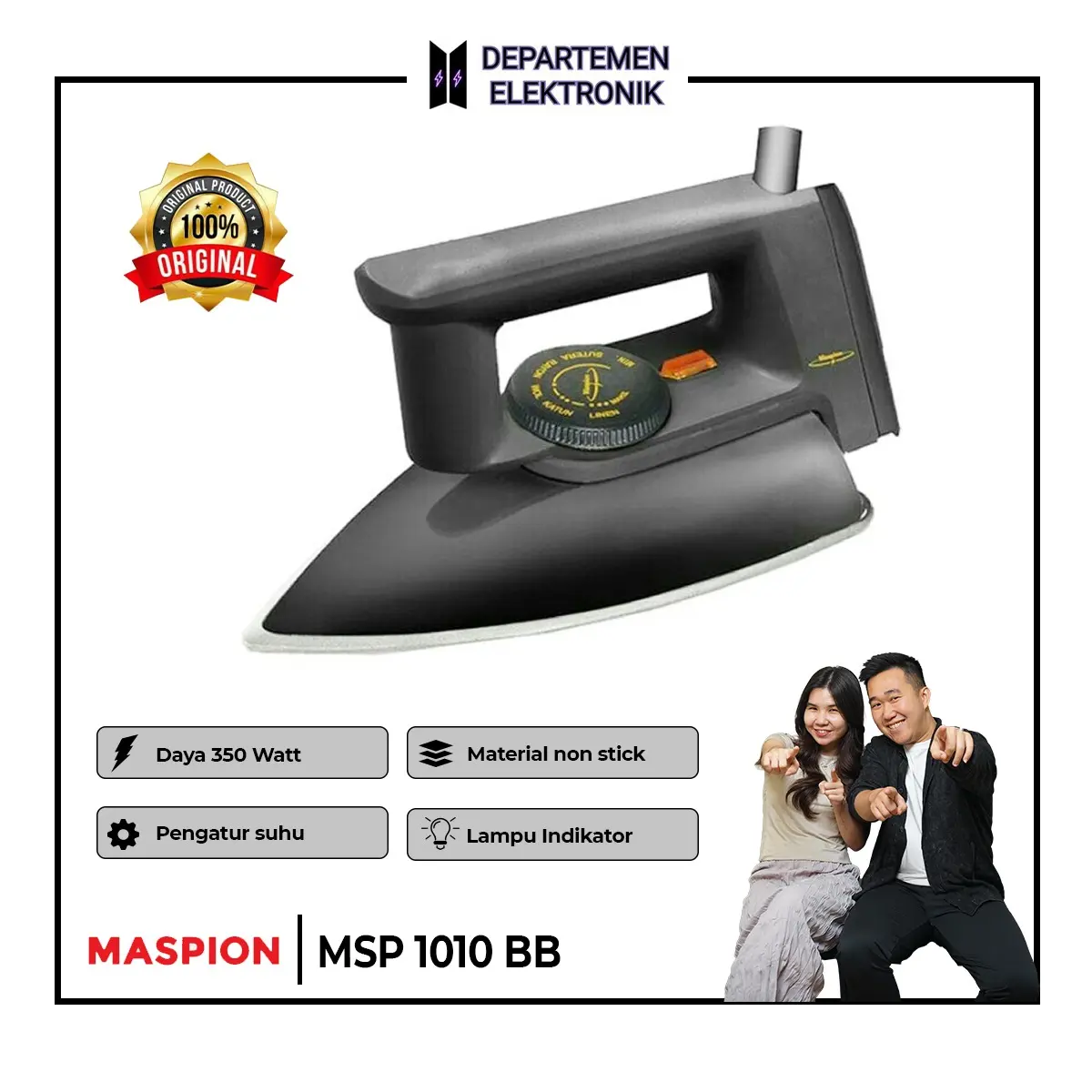[EXCLUSIVE LIVE-CECE KETAR KETIR] Maspion Electric Iron Setrika Listrik EX 1010 BB Hitam 350 W | GARANSI Kabel