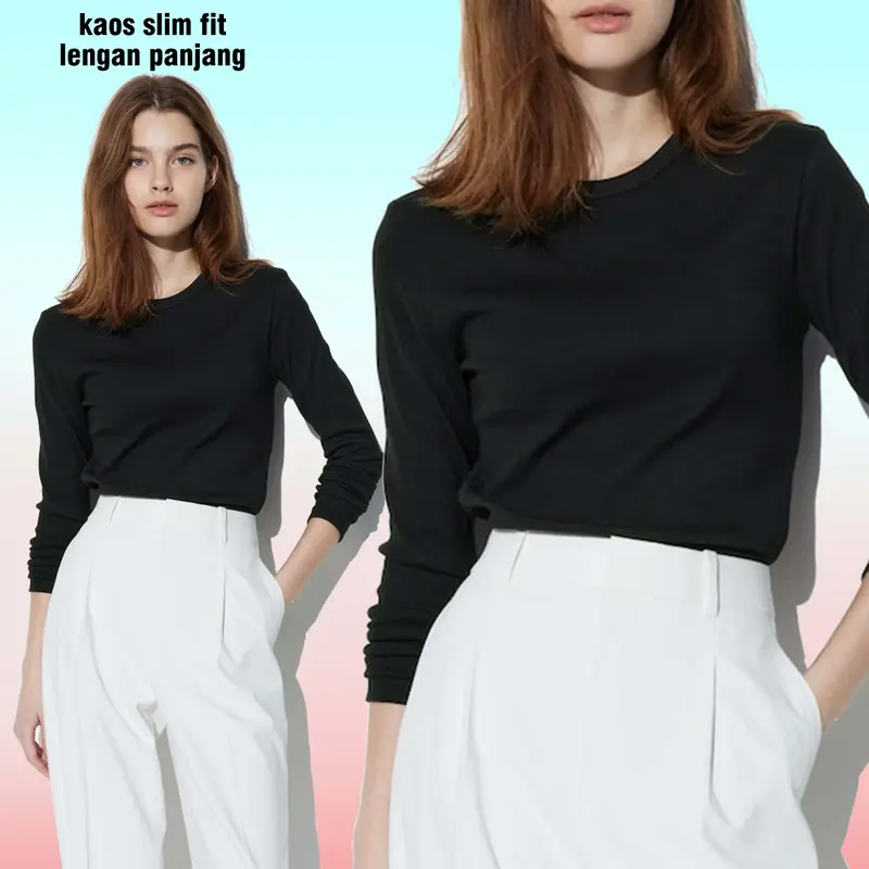 BAJU WANITA BAJU KAOS LENGAN PANJANG SLIM FIT / T SHIRT LONG SLEEVE SLIM FIT / KAOS HIJAB FRIENDLY 4
