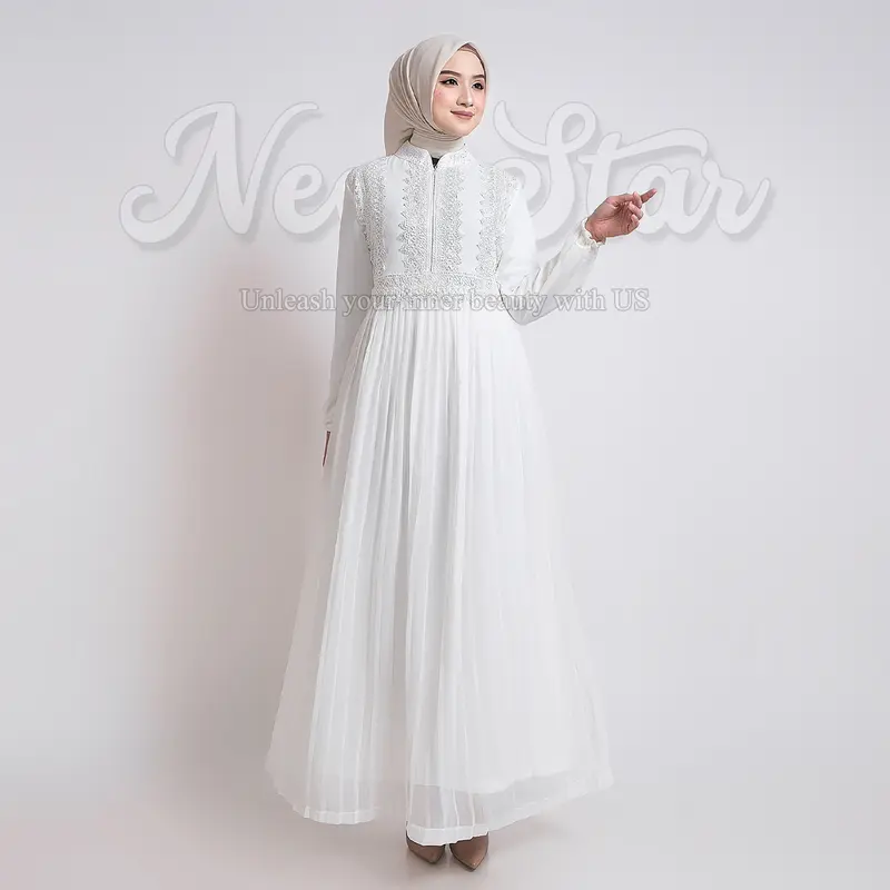 NewStar - Gamis Lebaran 2025 Terbaru Dress Kekinian Baju Hitam Muslim Wanita Murah Premium Model Baru Elegan Abaya Turkey Mewah i40 1