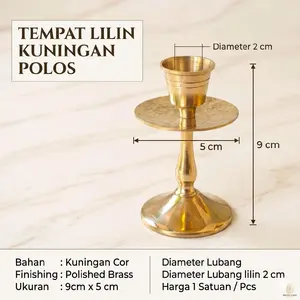 Brass Hardware Tempat Lilin Kuningan Antik Motif Polos Warna Kuning Tinggi 9 cm 1 Pcs Candle Elegan untuk Dekorasi Rumah