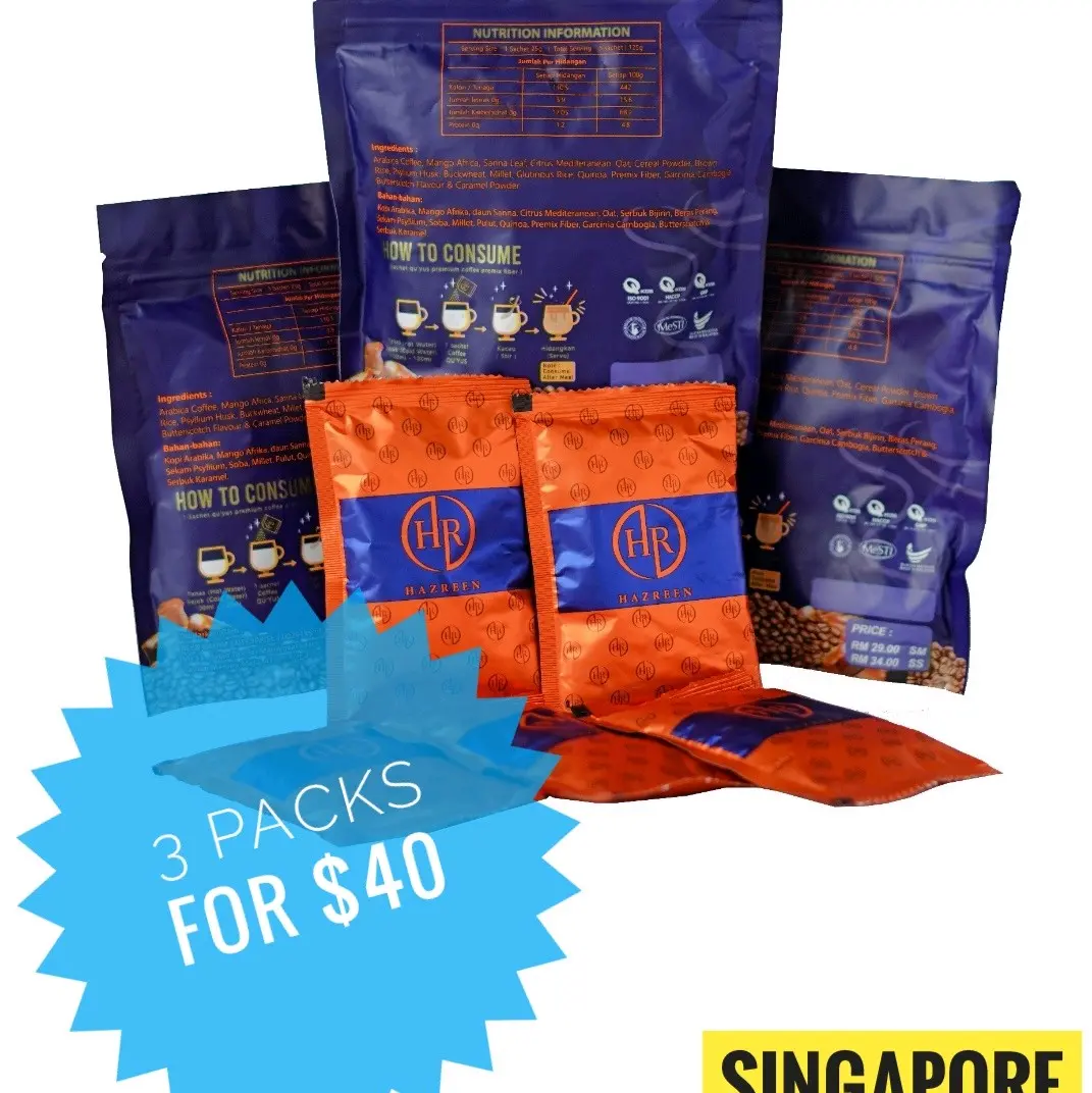 QUYUS PREMIUM COFFEE with PREMIX FIBRE - COMBO 3 PACKS