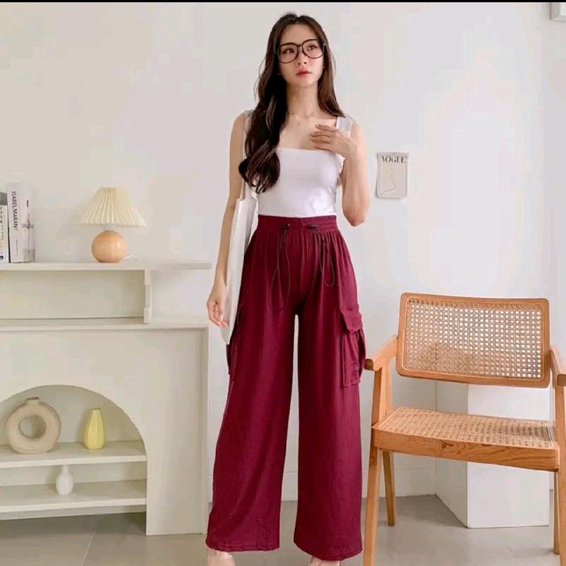 Jooly Up Cargo Sweatpant Korean Style Celana fleece Kargo Kantong Banyak Wanita Ukuran Jumbo 7