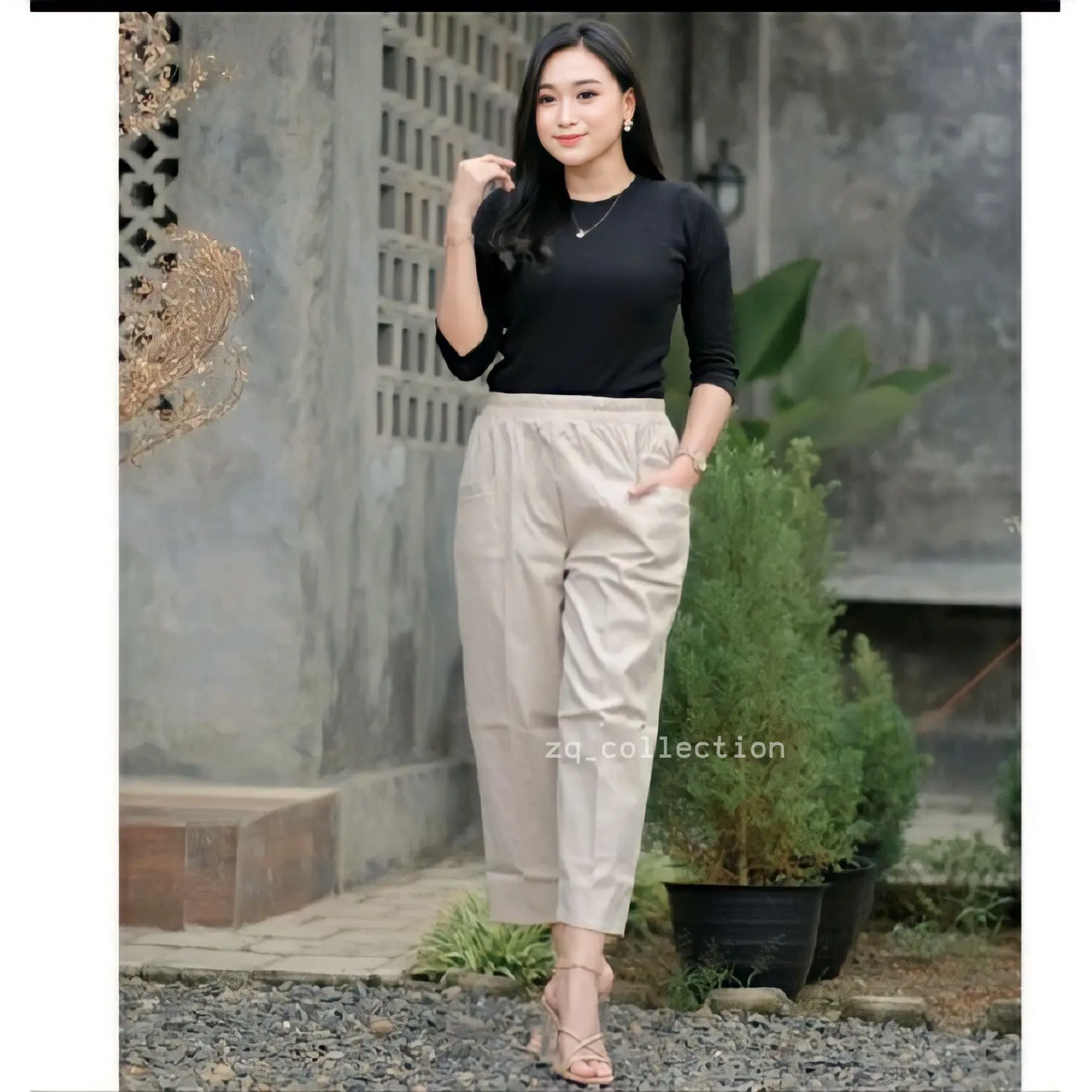 Celana Haruka Willow Pants/ Celana Korea - Twill Combed Strech (Melar)/ Celana kasual wanita