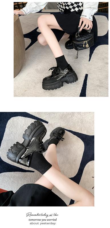 Product Introduction of Women's Platform leather shoes, French British style, autumn and winter, platform increase height, velvet, versatile fashion, high heel pumps 17