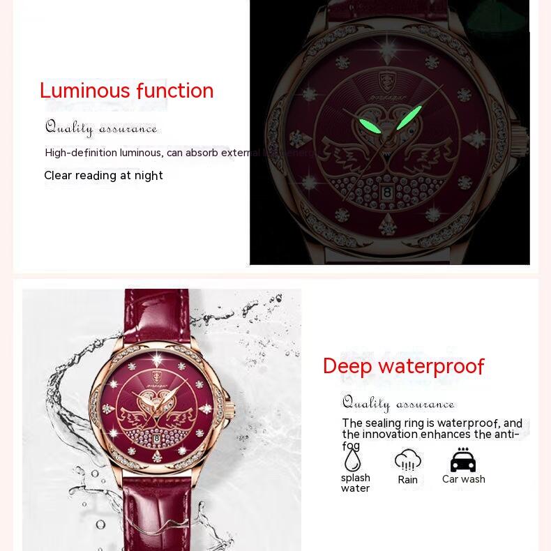 Swiss brand waterproof luminous women's calendar quartz watch _voghion.com