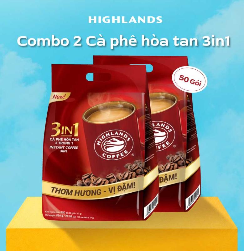 Combo 2 Túi Cà phê sữa hòa tan 3in1 Highlands Coffee