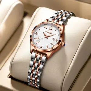 Jam Tangan Wanita Poshi Tahan Air dengan Tali Stainless Steel dan Dial Biru Elegan - Watches ps996