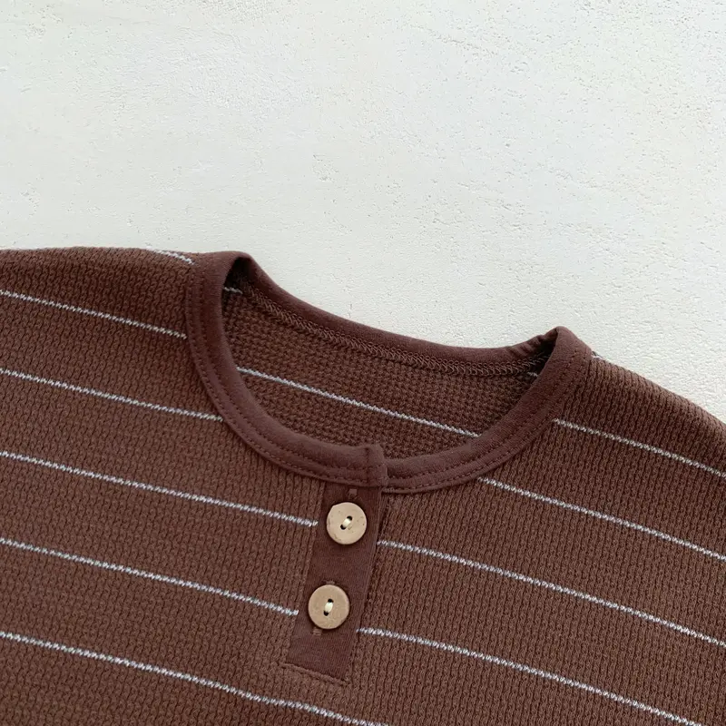 Bộ Đồ Sọc Thường Ngày Dễ Thương Cho Em Bé Hàn Quốc, Bộ Hai Mảnh, Áo Ngắn Tay Và Quần Đùi Bông Mùa Hè, Thời Trang 6