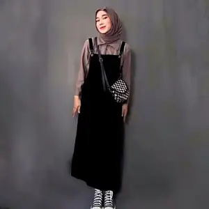 Overall Jumpsuit Jeans Wanita Pocket Polos-Baju Kodok Denim-Overall Wanita Korean Style Jumpsuit Dress Perempuan Baju Kodok Rok Setelan Panjang Hitam