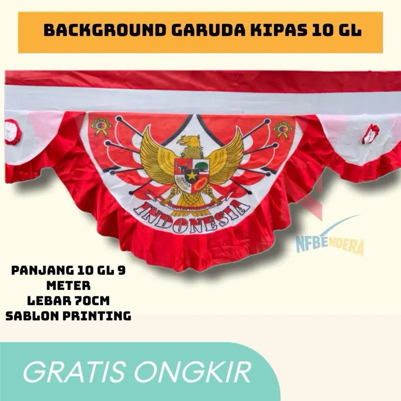 Isi 1pcs Bekron Garuda 10 Gelombang Panjang 9 Meter Lebar 70cm Sablon Printing Gratis Ongkir