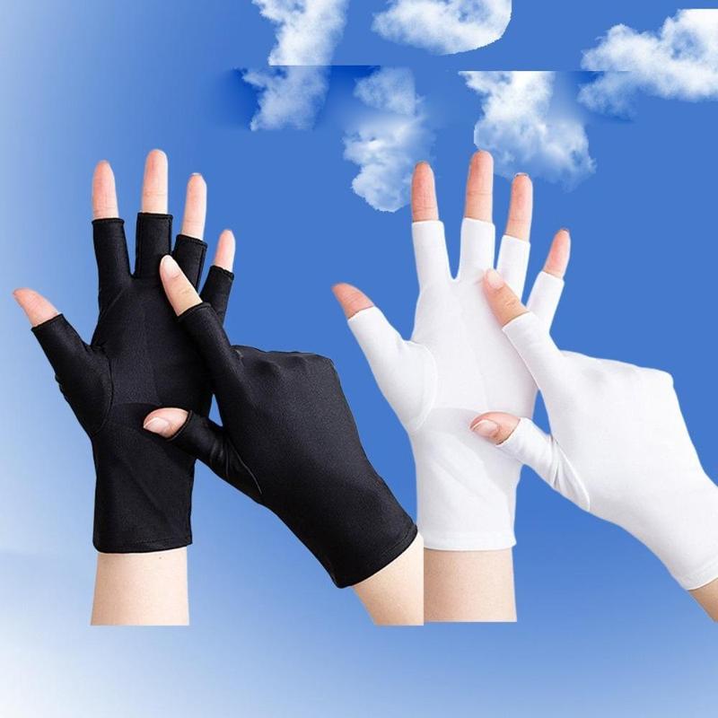 fashout Mới Nửa ngón tay Găng tay chống nắng Chống tia cực tím Thoáng khí Găng Tay Lái Xe Đạp Độ đàn hồi cao Găng tay nghệ thuật làm móng Mùa hè
