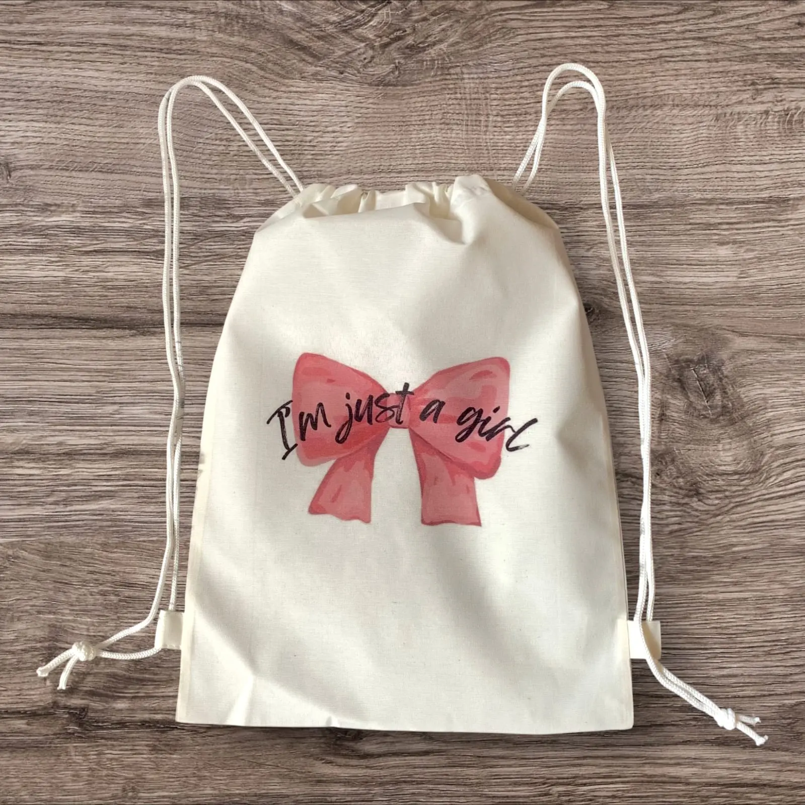 Tas Kantong Serut Cewek Karakter Lucu Termurah Bahan Kain Blacu Gambar Full Colour Sublime